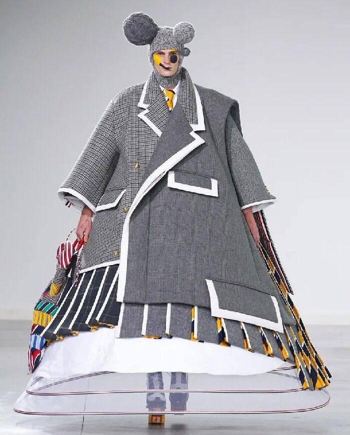 This Is From Thom Brown’s Ready To Wear Collection. Did Mickey Mouse Get Drunk And Tried On Minnie’s Clothes Before Getting Into An Bar Fight?