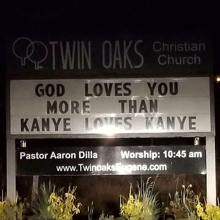 Funny church sign about Kanye and God