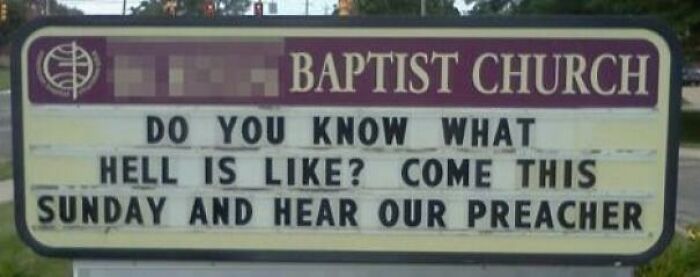 Funny church sign about what hell is like
