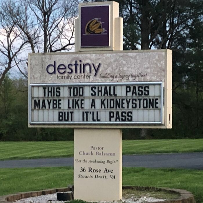 Funny church sign about kidneystone