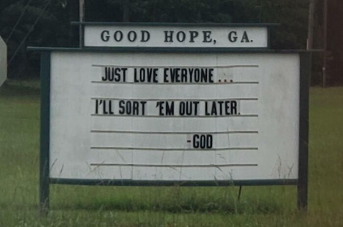 Funny church sign about love everyone