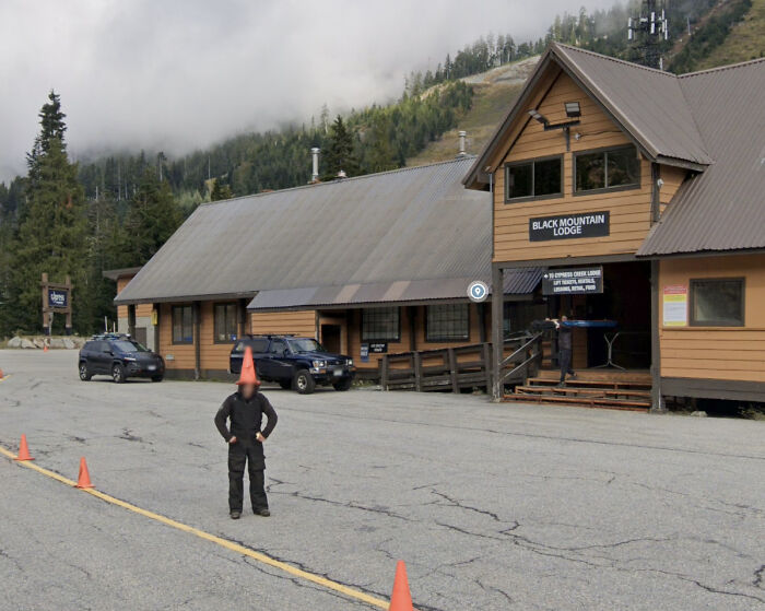 Man With Traffic Cone On Head