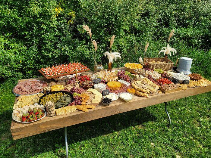 My Cousin's Wife And I Put This Charcuterie Table Together For My Other Cousin's Wedding! I Think It Turned Out Pretty Great