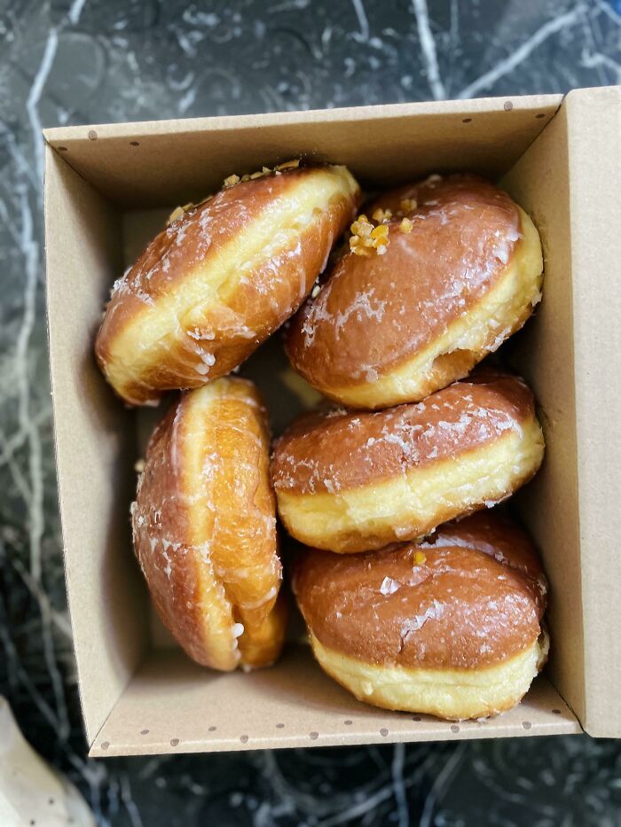 Paczki. Warm Polish Donuts Filled With Rose Flavored Jam, Ferrero Rocher & Salty Carmel