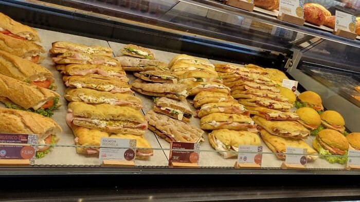 Typical Italian Gas Station Sandwiches. Grazie Autogrill