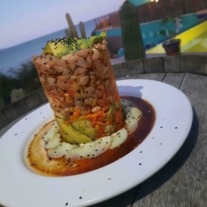 Sashimi Tower From A Fish We Caught Just 30 Minutes Prior!