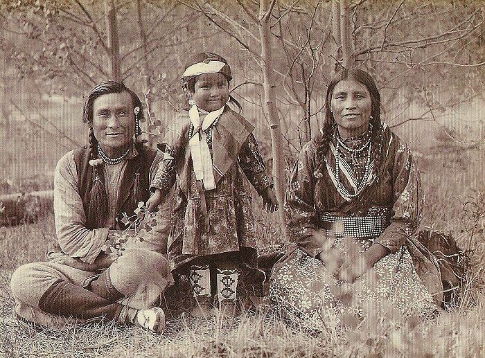 Stoney First Nation Member, Samson Beaver With His Wife Leah And Their Daughter Frances Louise, 1907