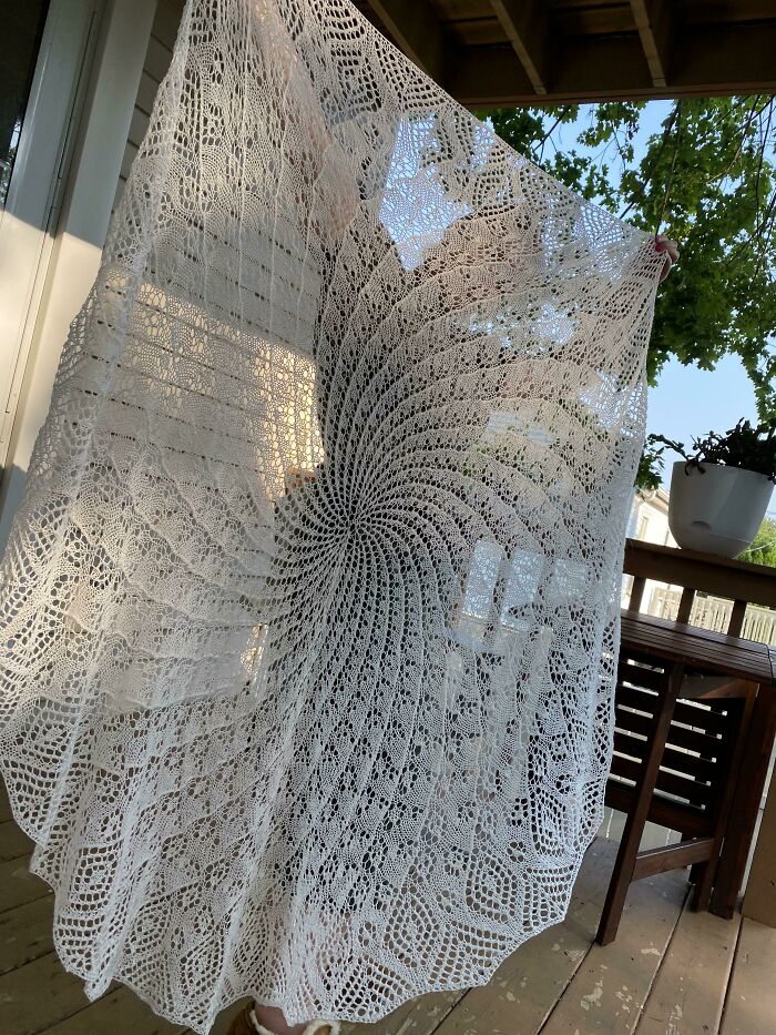 I Taught Myself To Knit Last Fall, With The Help Of Youtube And Lots Of Encouragement From My Best Friend. Today I Finished A Lace Shawl As A Surprise For Her Wedding