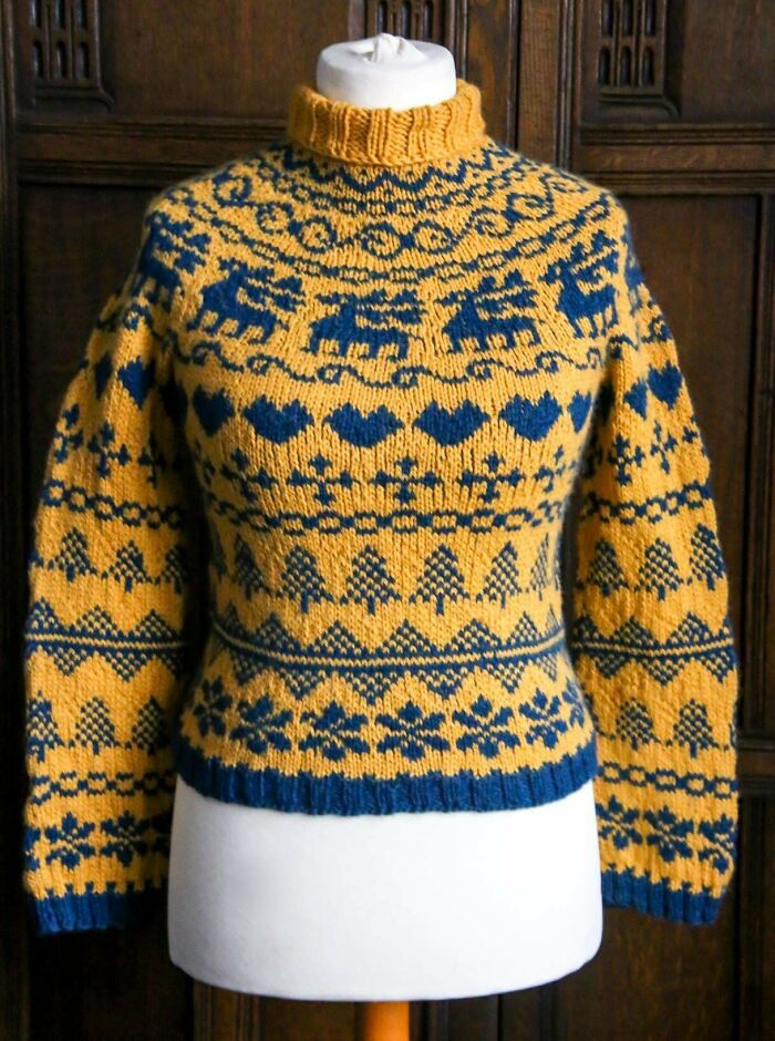 My Parents Gave Me A Bag Of Wool For Christmas. Not Colours I'd Typically Choose. Challenge Accepted! No Pattern, Just From My Head. Blocked And Ready To Wear 