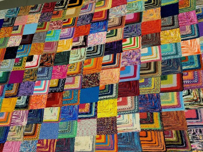 Finally Finished The Mitered Square Blanket I Started Earlier This Year And Shipped It Off To My Sister As A Housewarming Gift. It Took 90 Mins. Per Square And There Are 224 Squares