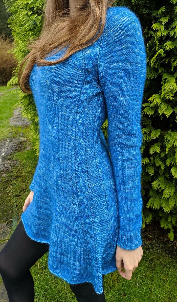 Braided Cable Raglan Dress, That I Knitted Over The Summer