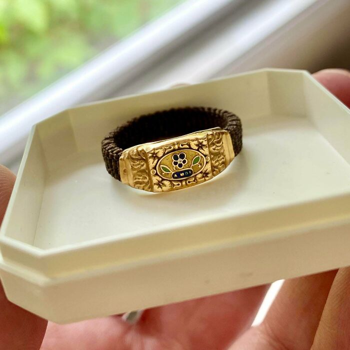 This One’s Not For The Faint Of Heart, But I Love It! French Sentimental Ring, Woven From The Hair Of A Loved One