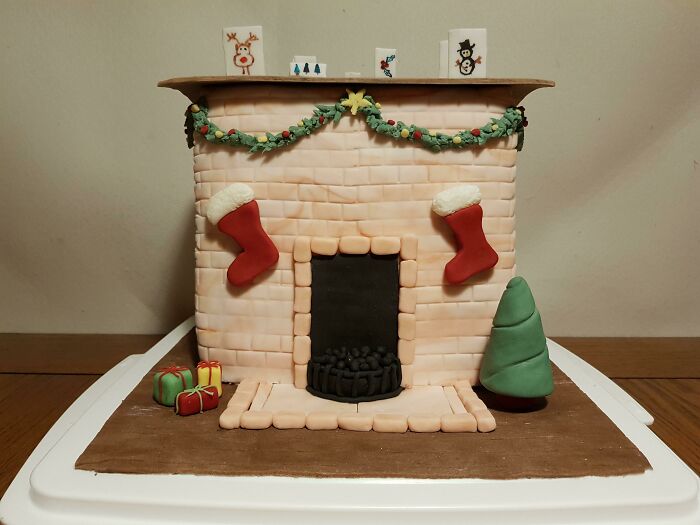 Fruit Cake Baked By Mum, Decoration Was A Team Effort, Me & Mum. Merry Christmas!