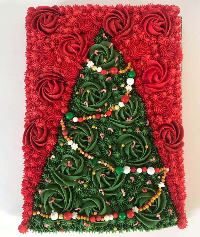 Christmas Tree Cake I Made For My Aunts Christmas Party