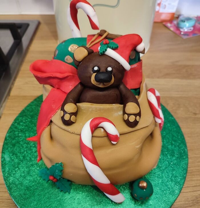 Little Christmas Bear I Made In An Online Class This Morning. Quite Chuffed With It!