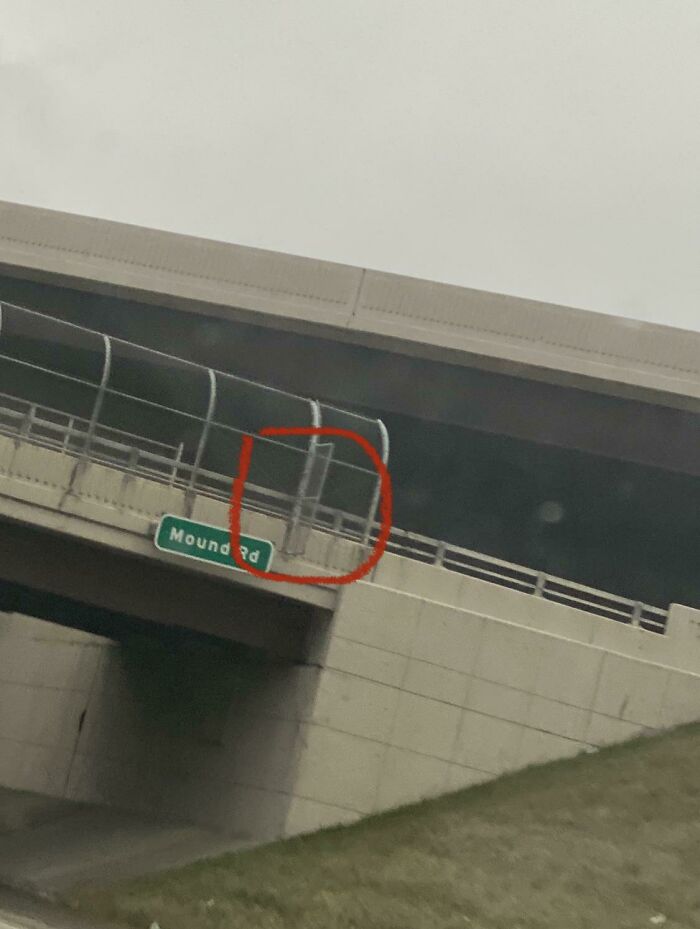 Little Fence Piece Jutting Out On Bridge, I See These Everywhere In The Midwest