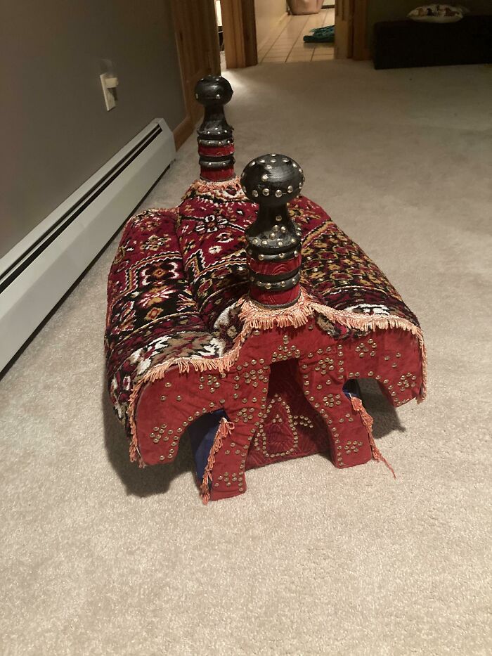 Does Anyone Know What This Is? We Found It In Our Airbnb, It Is Heavy, Carpeted, And Has Two Inflexible Wooden Posts