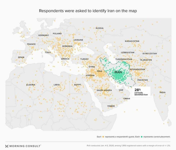 Americans Were Asked To Point To Iran On A Map