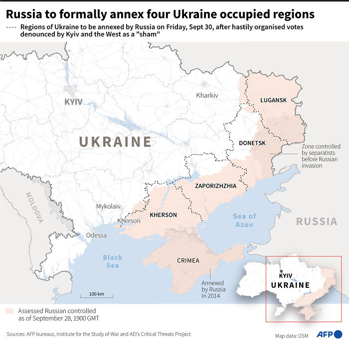 Areas Of Russian-Occupied Ukraine That Putin Plans To Annex