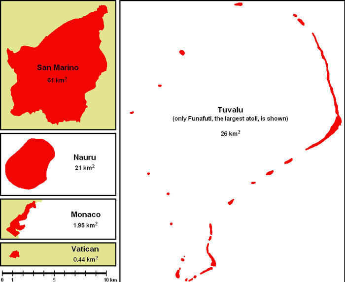Size Comparison Of The World's Smallest Countries
