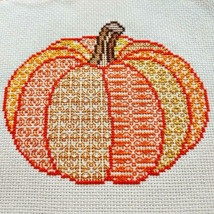 "It's Just A Little Blackwork," I Thought. "It'll Be A Quick Stitch." A Month Later... It's Finished! The Pattern Is My Own