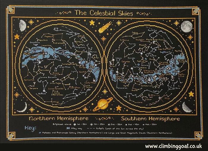 My Finished Wonders Of The Night Sky Design (Pattern By Me). It's All As Nerdily Accurate As I Could Make It And Took A Loooong Time To Put Together!