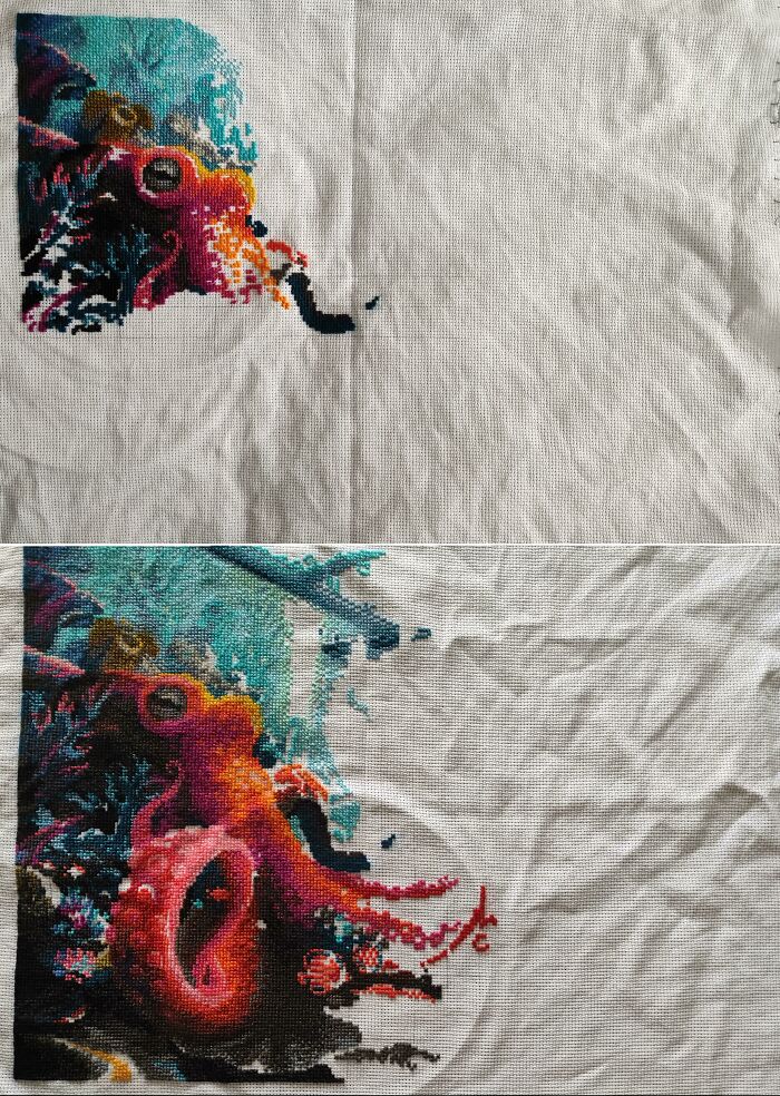 50 Hours vs. 100 Hours. Pattern Underwater Kingdom By Riolis