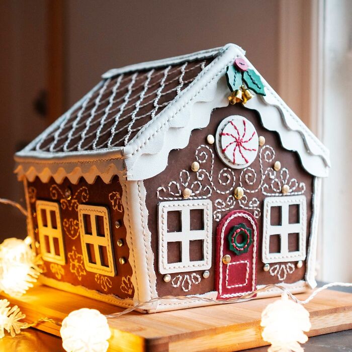 Made A Leather Gingerbread House Box