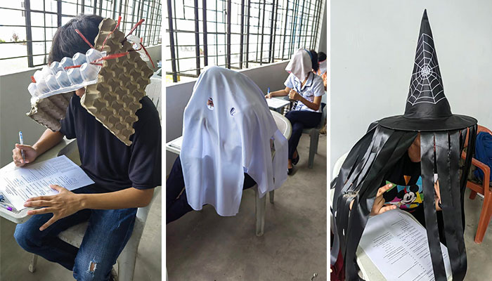 These Students Understood The Assignment When Their Teacher Asked Them To Make Hats To Prevent Them From Cheating During Their Exams