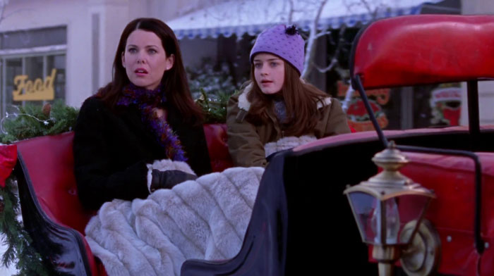 Lorelai and Rory in the carriage