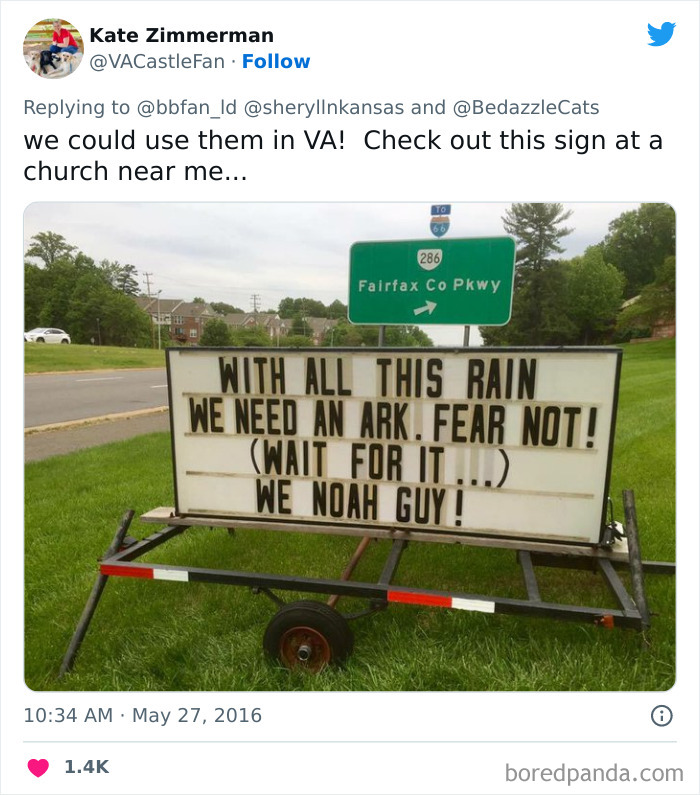 Funny church sign about ark and rain