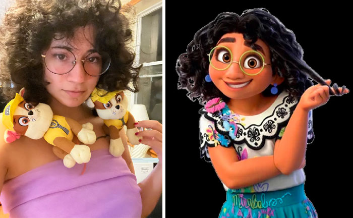 Mirabel Madrigal From Encanto and a woman looking similar 