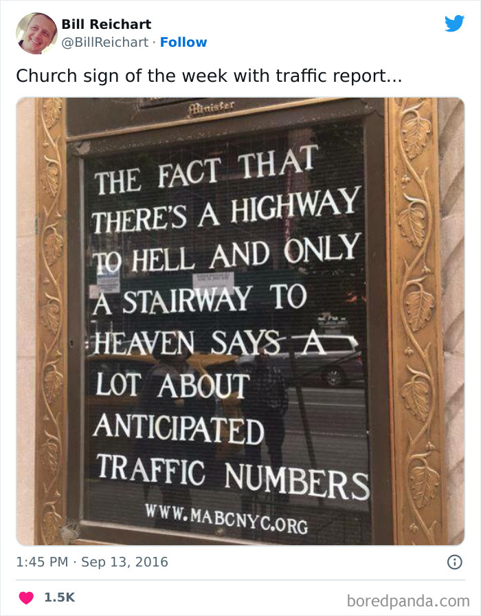 Funny church sign about highway to hell