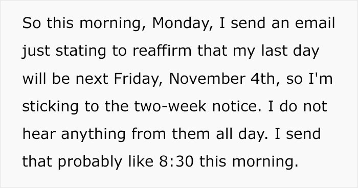 Woman Hands In "Heartfelt" And "Genuine" 2 Weeks' Notice, Gets Insulted In Front Of Her Whole Team Woman Hands In "Heartfelt" And "Genuine" 2 Weeks' Notice, Gets Insulted In Front Of Her Whole Team