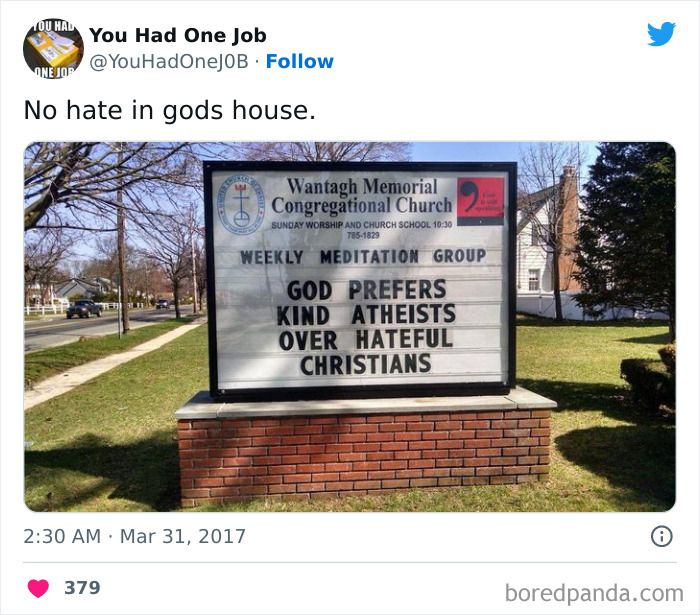 Funny church sign about what God prefers
