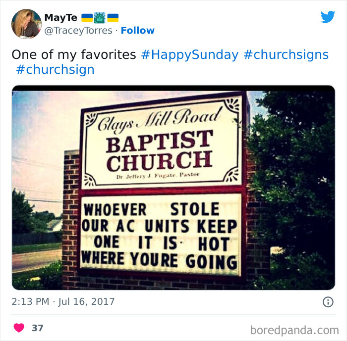 Funny church sign about AC nuts