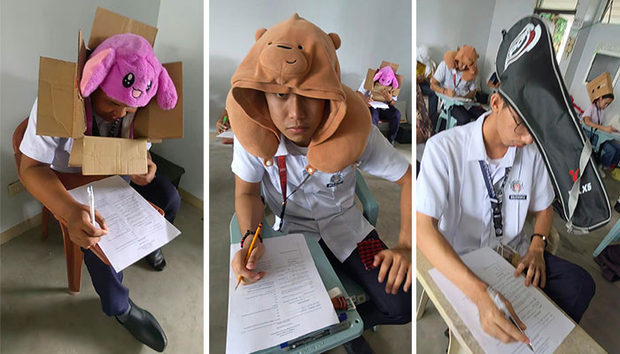 These Students Understood The Assignment When Their Teacher Asked Them To Make Hats To Prevent Them From Cheating During Their Exams