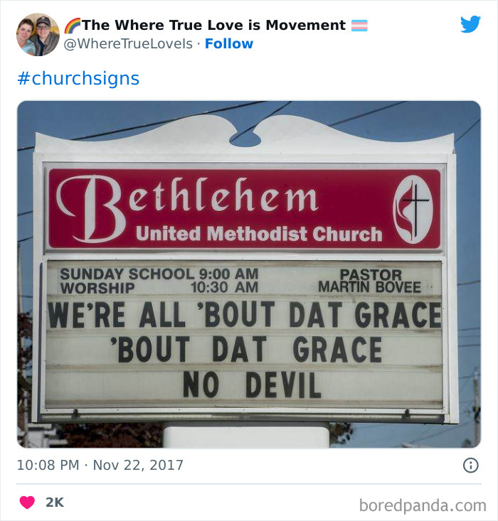 Funny church sign about dat grace