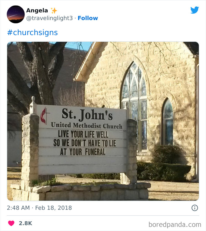 Funny church sign about live your life