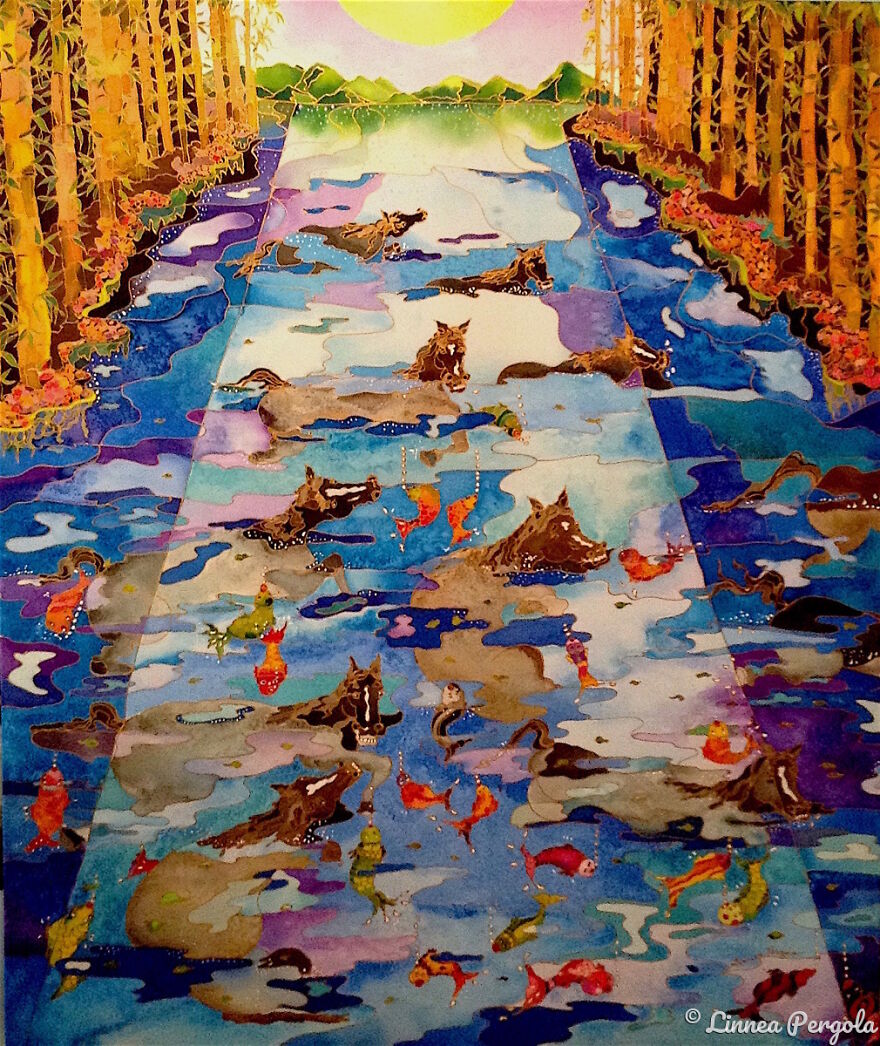 Horses Swimming By Linnea Pergola (USA)