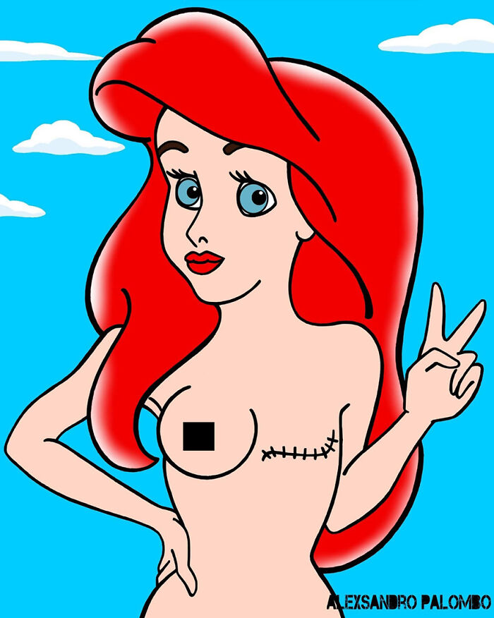 This Artist Created An Awareness Series By Portraying Cartoon Characters As Victims Of Violence Or Breast Cancer