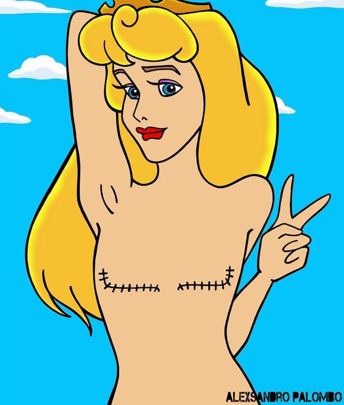 This Artist Created An Awareness Series By Portraying Cartoon Characters As Victims Of Violence Or Breast Cancer