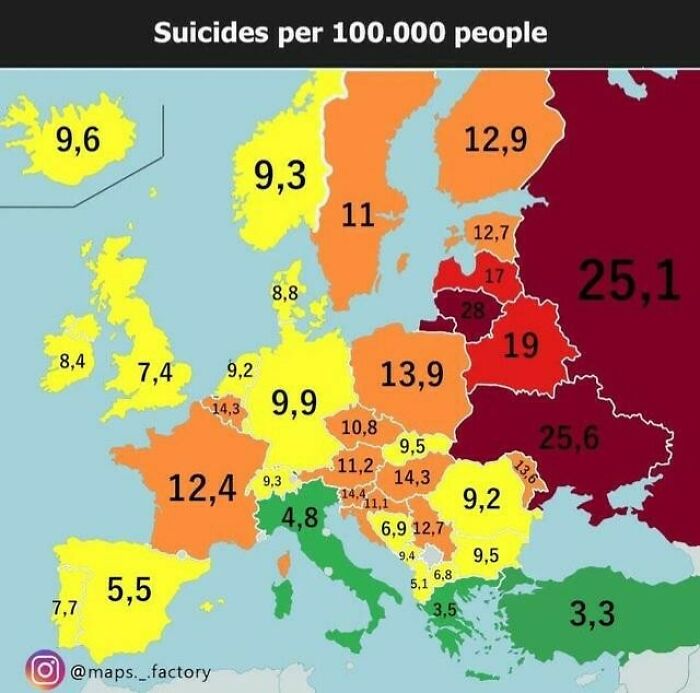 Suicide Rate In Europe - 2018