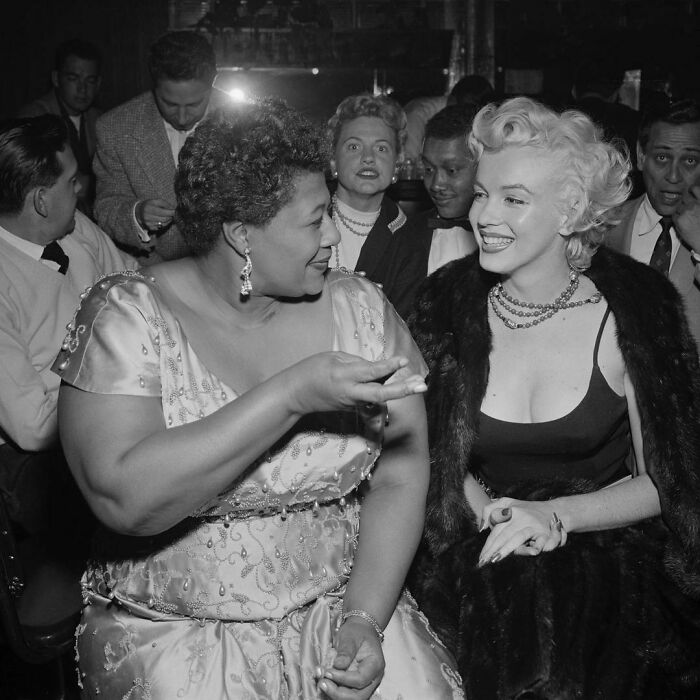 Ella Fitzgerald And Marilyn Monroe At The Tiffany Club In Hollywood, 1954