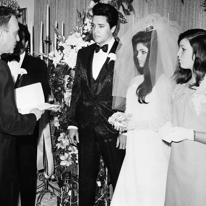 Elvis Presley And Priscilla Beaulieu During Their Wedding Ceremony At The Aladdin Hotel In Las Vegas On May 1, 1967