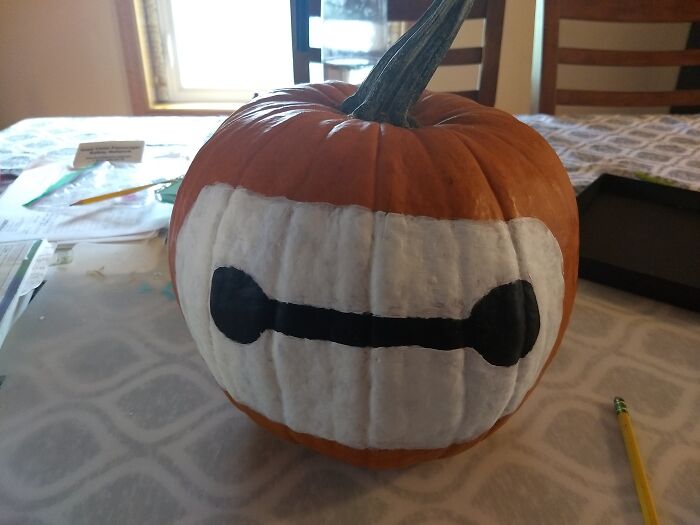 It May Not Be Carved, But Here's My Baymax Pumpkin!