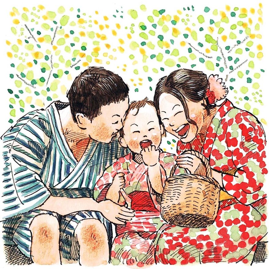 Japanese Artist Draws The Simplicity And Warmth Of People In Their Everyday Lives