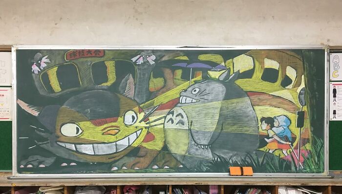 Japanese Teacher Creates Real Works Of Art On The Blackboard Before Starting Class (48 Pics)