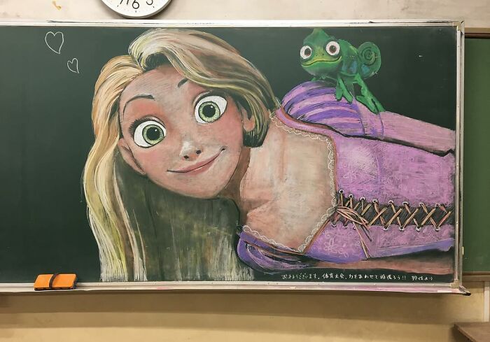 Japanese Teacher Creates Real Works Of Art On The Blackboard Before Starting Class (48 Pics)