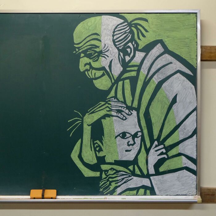 Japanese Teacher Creates Real Works Of Art On The Blackboard Before Starting Class (48 Pics)